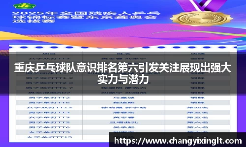 重庆乒乓球队意识排名第六引发关注展现出强大实力与潜力